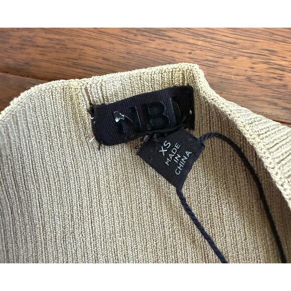 NBD Halter Tan Yvette Mini Dress Ribbed Super Stretch Bodycon NWT XS - Picture 10 of 13